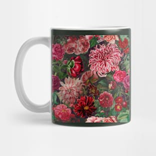 vintage flowers and leaves pattern, botanical pattern, floral illustration, vintage floral over a Mug